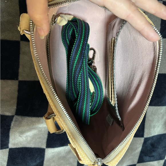 Consuela Floral Embossed Brown and Tan Satchel - Picture 5 of 11